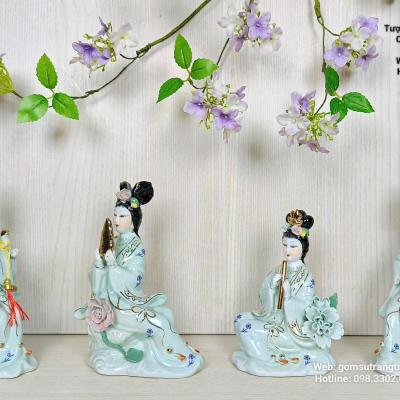 TƯỢNG SỨ TỨ CẦM MEN XANH